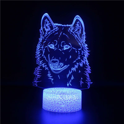 3D หมาป่าโคมไฟไฟกลางคืนสำหรับห้องนอนตกแต่งไฟหมาป่าโคมไฟ Led ของขวัญคริสต์มาสสำหรับเด็กเด็กวันเกิดวันหยุดปัจจุบัน