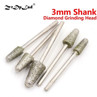 【VV】 ZtDpLsd 1PCS Grit 60 3MM Shank Cone Grinding Points Coated Carving Burrs Lapidary Tools Stone Marble