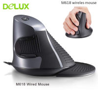 Delux M618 Ergonomic Vertical Wireless Mouse 6 Buttons 600 DPI USB Optical Mouse Office Mice Gamer For Laptop PC