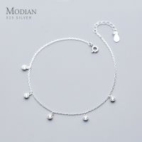 กำไลลูกปัดร้อยกับ Essential แบบเรียบง่ายลาย Modian สร้อยข้อมือ CZ สี925เงินสเตอร์ลิงใสสำหรับแหวนนิ้วเท้าโซ่สีเงินผู้หญิง