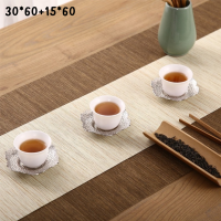 ? ผ้ารองชงชา สไตล์ญี่ปุ่นผ้าคาดโต๊ะผ้าคอตตอนลินินแบบเซนผ้าปูโต๊ะน้ำชาเสื่อไม้ไผ่กระดาษ กันน้ำ ผ้ารองชา ?