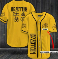 2023 new arrive- XZX180305  Led zeppelin band black button male Womens Baseball Jersey