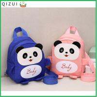 QIZUI ไนลอน เดินทาง เด็กทารกเพศหญิง เด็กวัยหัดเดิน ป้องกันการสูญหาย การ์ตูนแพนด้า กระเป๋าเป้สะพายหลังขนาดเล็ก กระเป๋านักเรียน