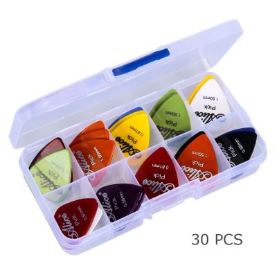 1 Box Case 50/30pcs Guitar Picks Alice Acoustic Electric Bass Pic Plectrum Mediator Guitar Accessories Thickness Guitar Bass Accessories