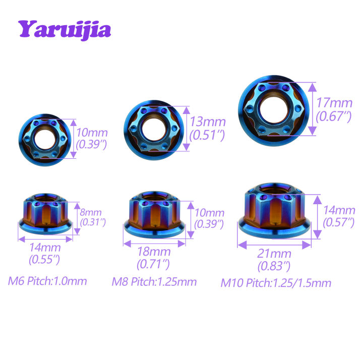 yaruijia-น๊อตไทเทเนียม-m6m8m10m12x1-25m14x1-5m16x1-5น๊อตหน้าแปลน-torx