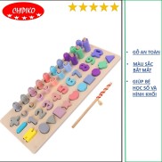 Đồ play wooden fishing 4 in 1-table fishing magnet attached number