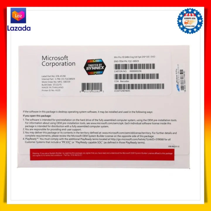 Microsoft Windows 10 Pro 64 Bit Oem Fqc 08929 The Perfect Th