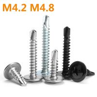 20Pcs Washer Head Phillips Self Drilling Tapping Screw Stainless Steel Zinc Plated M4.2M4.8 Hardiflex Screw for Metal Wood Sheet Screw Nut Drivers