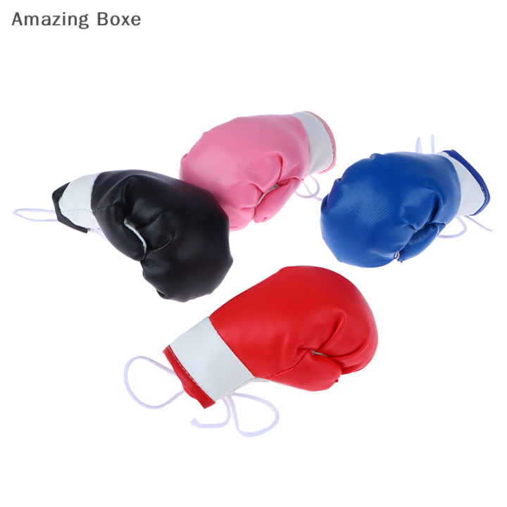 amazing-boxe-อุปกรณ์ตกแต่งภายในรถพวงกุญแจตกแต่งความเย็นสำหรับนักมวย10cm-ถุงมือมวยห้อยจี้หนังกระจก