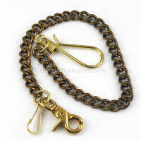 1 x Solid Brass Belt Hook Keychain Fob Clip Wallet Waist Chain With Lobster Snap Hook 19.3" (49cm)