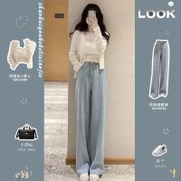 COD SDFERTGRTYTYUYU 2023 Spring New Light Luxury Super American Hong Kong-style Retro Royal Sister Western-style Suit Womens Knitted Sweater Street Pants Three-piece Set