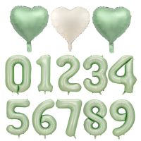 40inch Vintage Green 0-9 Number Balloon with Heart Balloons for Kids Happy Birthday Party Decoration DIY Supplies Balloons