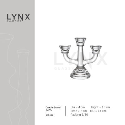 LYNX - Candle Stand 5463 - เชิงเทียนแก้ว เชิงเทียน 3 ขา ทรงเตี้ย ของตกเเต่งโต๊ะอาหาร ของตกแต่งบ้าน งานแต่งงาน งานหรูหรา