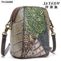 ↂ♤ Ethnic Top Layer Cowhide Messenger Stitching Womens Bag. กระเป๋าสะพายข้าง