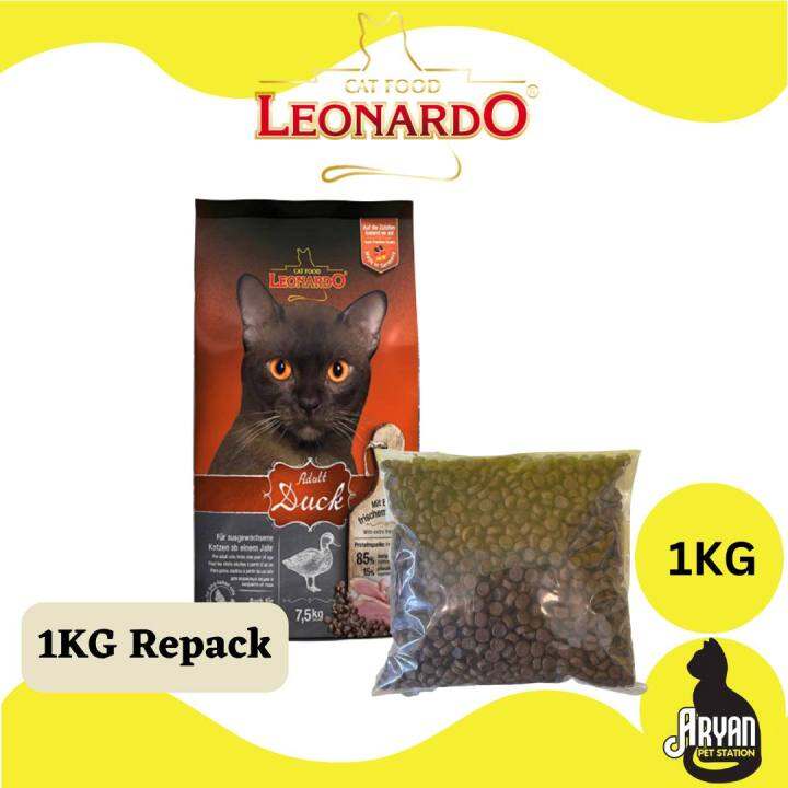 (1KG) Repack Leonardo Adult Duck Super Premium Cat Food 1KG Lazada