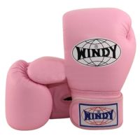 Windy Boxing Gloves ( 8,10,12,14, oz.) Pink Genuine Leather Sparring MuayThai MMA K1นวมซ้อมมวยไทย วินดี้สปอร์ต สีชมพู ทำจากหนังแท้ เมจิกเทป