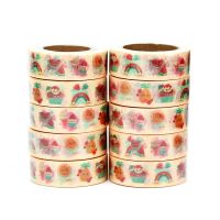 เครื่องเขียน Washi น่ารัก10ชิ้น/ล็อตเทปแตงโมสมุดบันทึกผลไม้ยิ้มมีกาวสีรุ้งอุปกรณ์ตกแต่งกระดาษกาวโรงเรียนและสำนักงาน