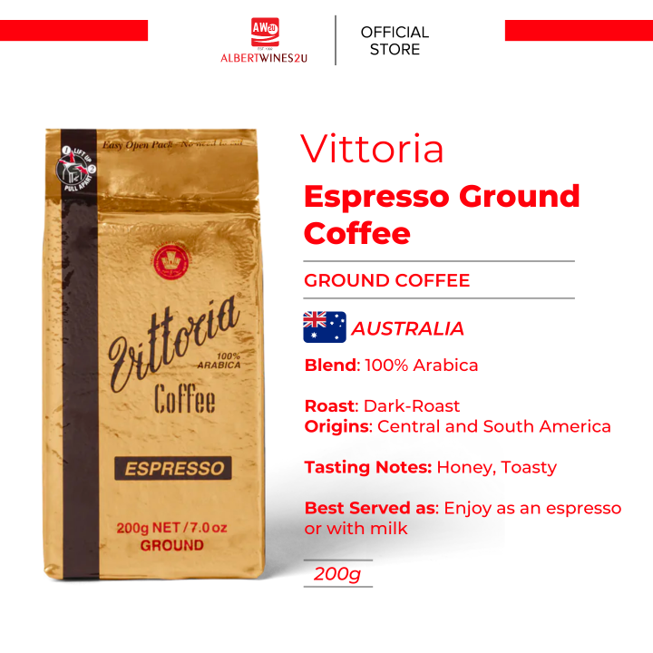 Vittoria ‘Espresso’ Arabica Ground Coffee (200g Pack) Lazada