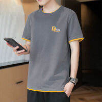 KPG229ผู้ชายแขนสั้นเสื้อยืดชายเสื้อผ้าอินเทรนด์ทั้งหมด-จับคู่และหล่อเกาหลีสไตล์หลวมฤดูร้อนบุรุษด้านบน2021ใหม่