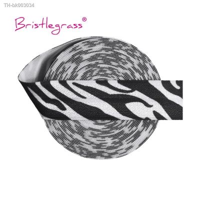 ✒♗ BRISTLEGRASS 2 5 10 Yard 3/4 20mm Black Zebra Stripe Print FOE Foldover Elastic Spandex Satin Band Hair Tie Headband DIY Sewing