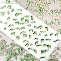 wholesale100pcs Light green grass different shaped Crystal Sleek Rhinestone 3D Manicure Nail Art Decoration Charms Jewelry