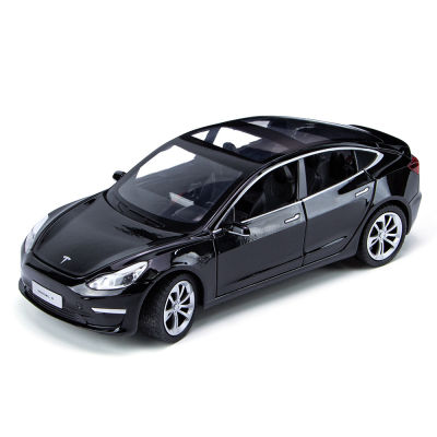 1:24 Tesla Model3 Alloy Model Sound And Light Power Control Alloy Car Model Children Boys Toys