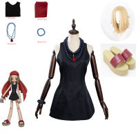 Anime Shaman King Kyoyama Anna Cosplay Costume Dresses HeadScarf Necklace celet Props Halloween Costumes Cosplay Wig