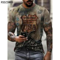 Summer Mens T-Shirt European And American Street Fashion BIKING US 3D Printed Clothes, Loose Large Size Quick-Drying T-Shirt