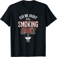 Ask Me About My Smoking Habit Funny BBQ T-Shirt Tees Cheap Design Cotton Mens Top T-shirts Street