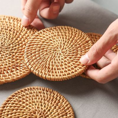 【CC】❈  Round Coaster rattan Weave  Insulation Placemat Set Placemats