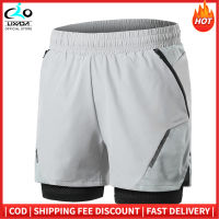 2-In-1 Men Running Shorts With Zipper Pockets Quick Dry Exercise Shorts For Training Gym Workout