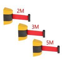 2M/5M/3M Barrier Wall Mount Crowd Control เข็มขัดสีเหลืองและสีดำ Retractable Rion Barrier