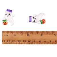 50pcs Ghost Girly Pumpkin Halloween Resin Scrapbooking Hair Bow Clip Center Crafts Embellishment Charms Cabachons