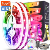 20เมตร TUYA RGB แสงสมาร์ทแถบไฟ LED แถบไฟ LED RGBIC เทปยืดหยุ่น WIFI ทำงานร่วมกับ Alexa และ Google Assistant การตกแต่งบ้าน