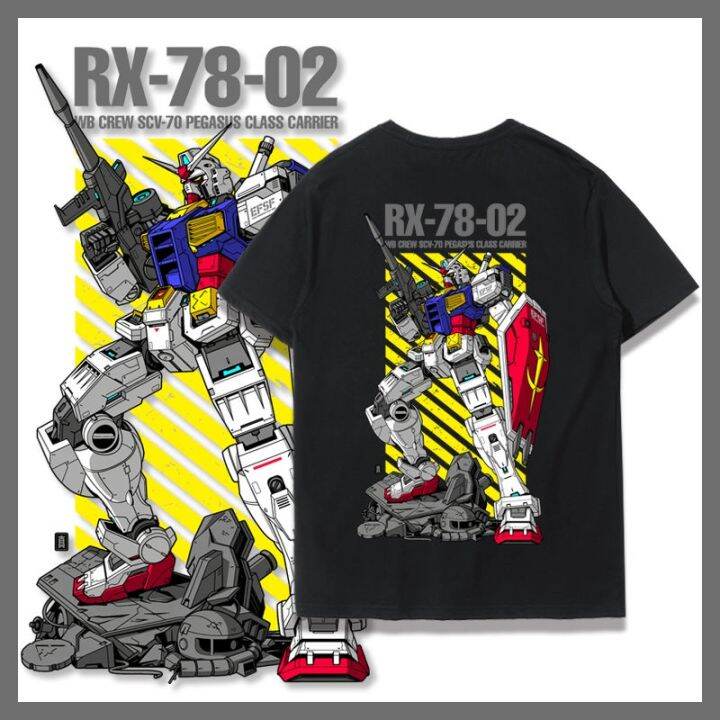 เสื้อยืดผู้ชาย-gundam-เสื้อยืด-mobile-suit-joint-rx78-2-อะนิเมะอุปกรณ์ต่อพ่วงครึ่งแขนเกาหลีรุ่นหลวมผ้าฝ้ายแบรนด์แขนสั้นผ