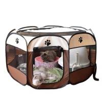 กรงสัตว์เลี้ยงพับได้แบบพกพา เต็นท์สัตว์เลี้ยงพับสุนัข บ้านกรงแมวเต็นท์ Playpen Puppy Kennel ใช้งานง่ายแปดเหลี่ยมรั้วสุนัขขนาดใหญ่