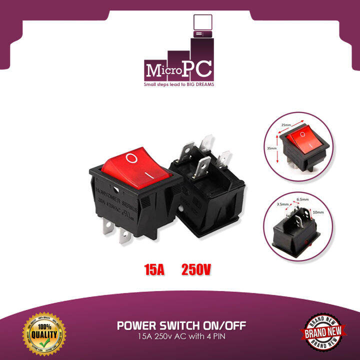 POWER SWITCH ON/OFF, 15A 250v AC with 4 PIN | Lazada PH