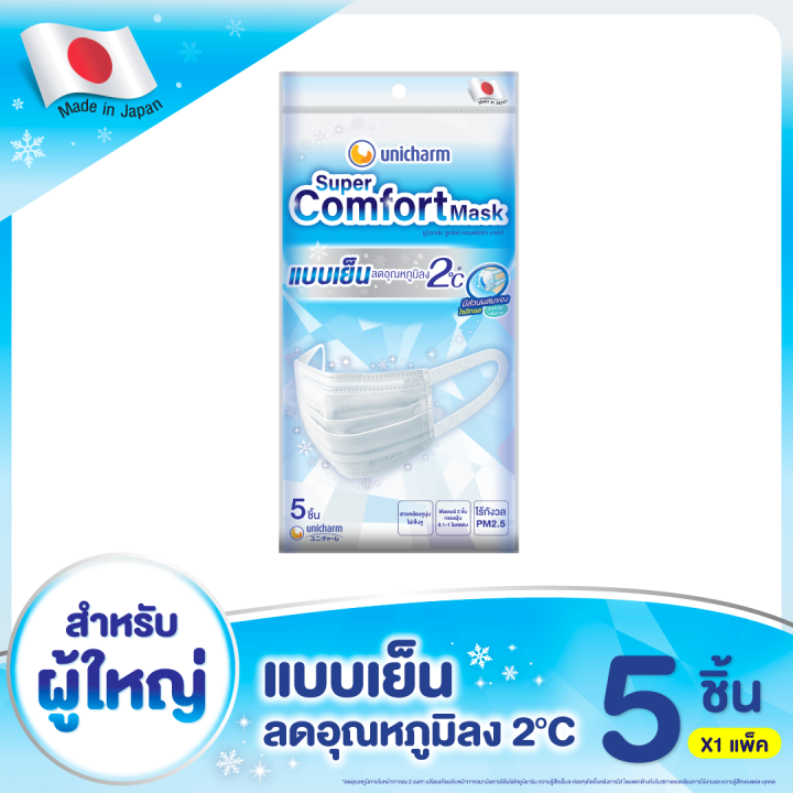 ยูนิชาร์ม-ซูเปอร์-คอมฟอร์ท-มาสก์-หน้ากากอนามัย-5-ชิ้น-unicharm-super-comfort-mask-5pcs