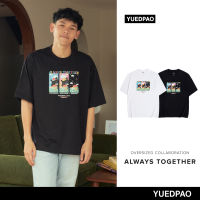 Yuedpao x Tah&amp;Friend&amp;Missyp ยอดขาย No.1 รับประกันไม่ย้วย 2 ปี เสื้อยืดเปล่า เสื้อยืด Oversize Collab Always together สี  Black&amp;WhiteGHYJ