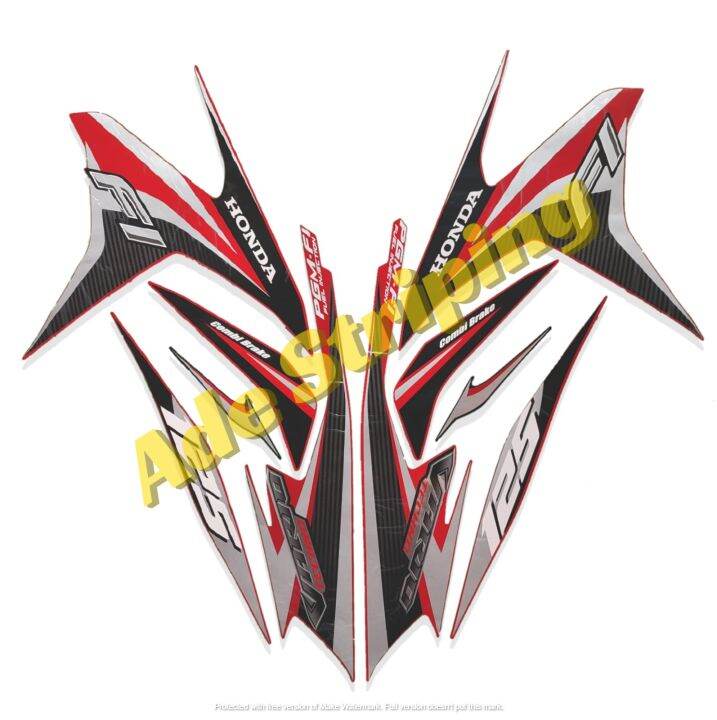 STIKER STRIPING LIS BODY MOTOR HONDA VARIO TECHNO 125 FI 2014 MERAH