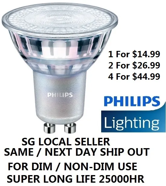 Afbreken verantwoordelijkheid Bewusteloos Philips Master LED GU10 Dimmable Bulb, Warm White 3000K, Cool White 4000K  for Tracklight and Recessed Spotlight | Lazada Singapore