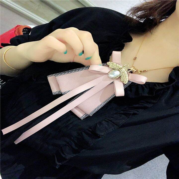 2020-new-korea-style-fashion-cute-pink-bee-bow-long-ribbon-big-bow-tie-for-women-girl-accessory