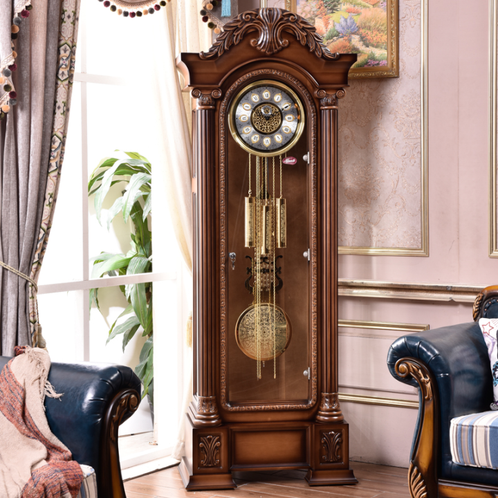 German Hermle Movement the Grandfather Clock Living Room Luxury Solid Wood Carved European