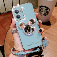 เคสโทรศัพท์สำหรับ A77S OPPO A57 2022 A77 5G A94 5F Reno พร้อมกระจกและสายคล้องสั้น