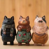 Creative Handmade Personalized Cat Wood Carving Crafts Desktop Decoration Fashion Cool Cat Toy Birthday Gift Home Decor