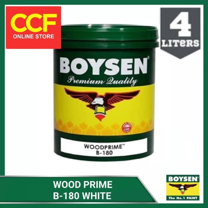 Boysen Wood Prime Water Based Enamel for Wood White 4 Liter Gallon (Low ...