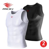 RION Mens Tank Top Fitness Shirt 2 Pack Athletic Compression Under Base Layer Sport Vest Muscle Shirts Sleeveless Gym Workout