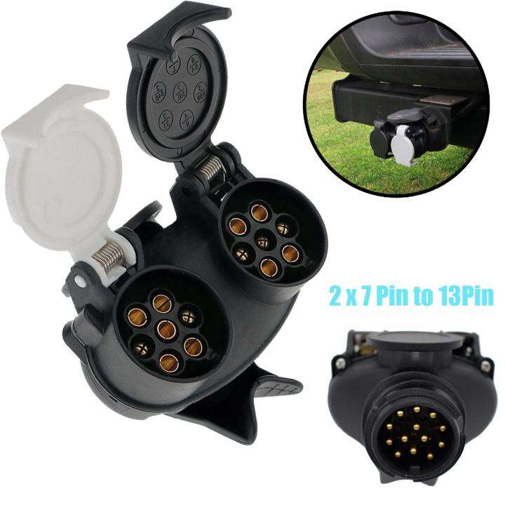 13 Pin To 7 Pin Double Head Trailer Socket Towing Plug Connector