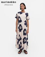 MARIMEKKO KALLIOKIELO JUHLAUNIKKO เดรสแขนสั้นลายดอกไม้