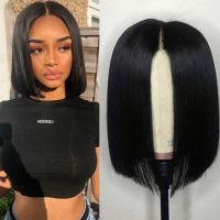 【LZ】❉  Black Short Straight Wigs Hair Center Split BoBo Head Daily Wig Heat Resistant Hair Synthetic Wig Full Machine Wigs